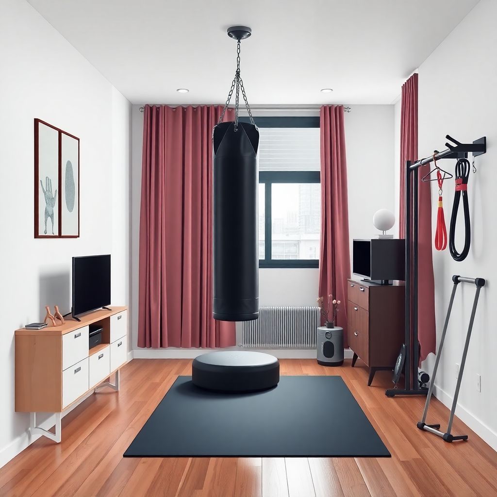 Домашний зал боксёра-любителя: минимальный набор оборудования и удачная планировка